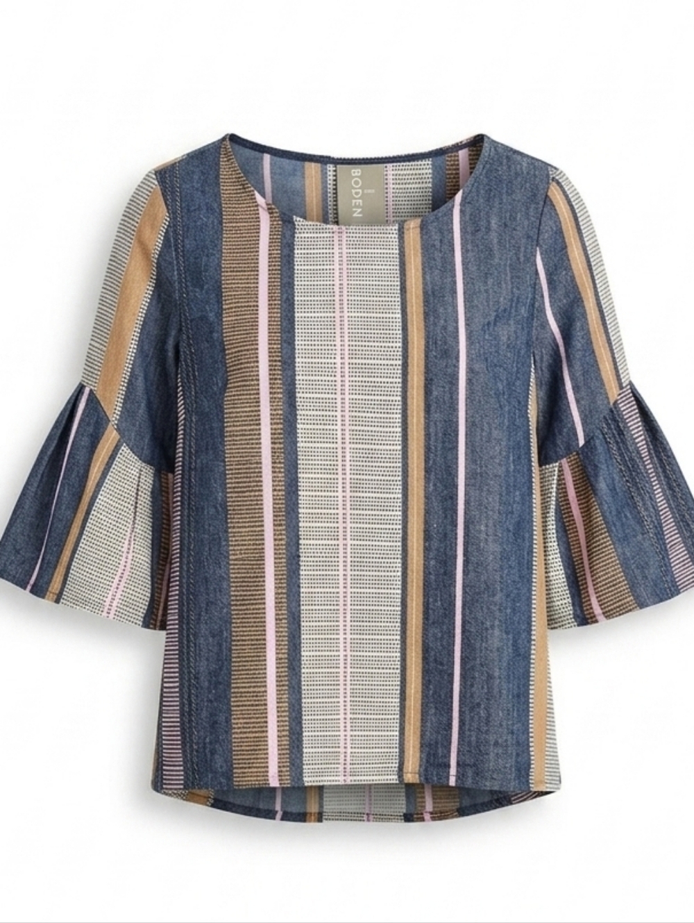 Anthropologie Dolan Left Coast Striped Jacquard Bell Sleeve Blouse Top Sz. Large